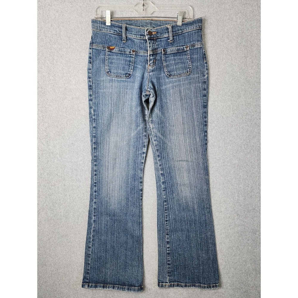 Bongo Womens Flare Jeans Size‎ 11 Medium Wash Blue Y2K 90s No Back Pockets Flat